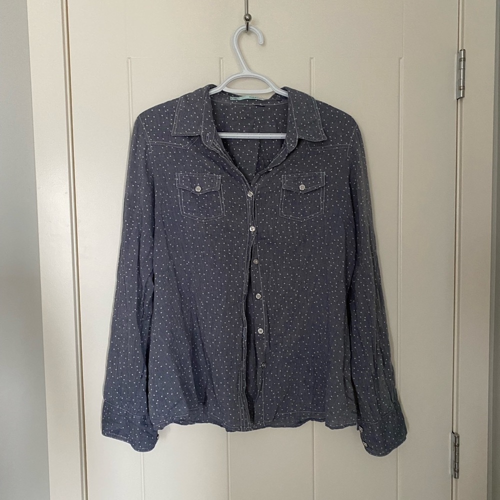 Polka-dot chambray shirt